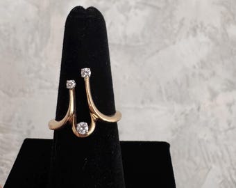 Three Diamond Bypass Ring