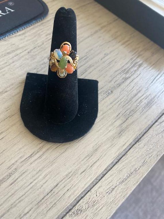 This  vintage multi stone ring is designed in a b… - image 5