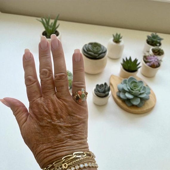 This  vintage multi stone ring is designed in a b… - image 1