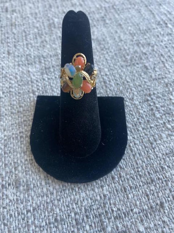 This  vintage multi stone ring is designed in a b… - image 2