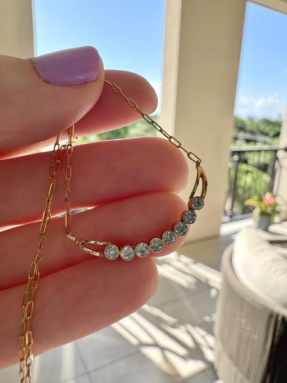Curved Bar Diamond Necklace