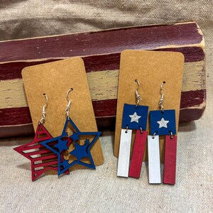 Patriotic Dangle Earrings | 4th of July Earrings | Memorial Day Earrings | Labor Day Earrings | Red, White and Blue