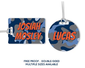 Camo Luggage Tag - Monogrammed Travel School Backpack Bag Tag - Personalized Camouflage ID Tag #309
