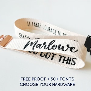 Custom Personalized Keychain Wristlet - Wrist Key FOB Lanyard Luggage Tag - Name or Quote - Monogrammed Organization School Team Fundraiser