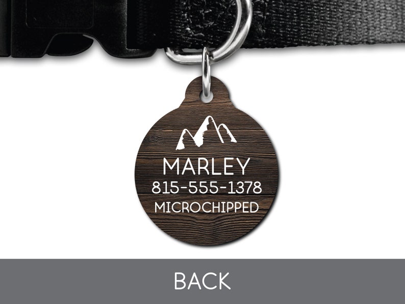 Rustic Wood Adventure Dog Mountain Pet Tag Dog Tag Cat Tag Custom ID Tag Pet Tag Dog ID Tag Dog Custom Pet Tag Puppy Personalized Pet Tag