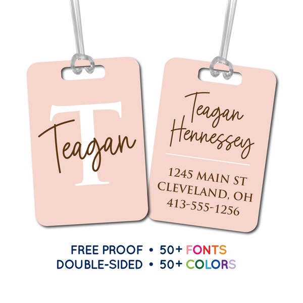 Monogram Luggage Tag Etsy