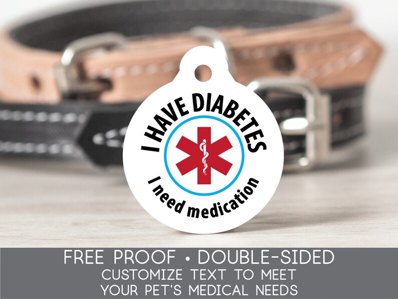 Diabetic Diabetes Medical Alert Pet Tag Dog Tag Cat Tag Custom Etsy
