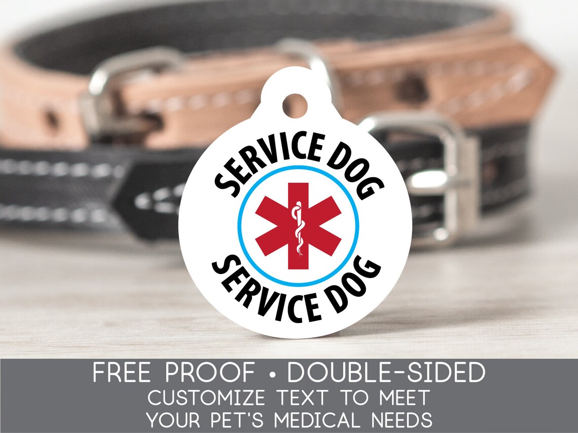 Service Dog Medical Alert Pet Tag Dog Tag Cat Tag Custom ID Etsy