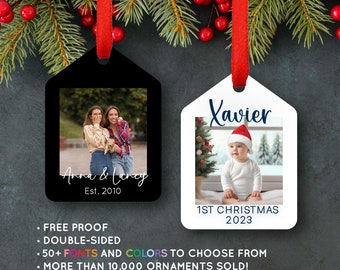 Photo Ornament Personalized Christmas Ornament Holiday Memorial Wedding Baby Family Engagement Pet Home Gift #416