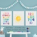 Playroom Wall Decor Alphabet Sun Numbers Watercolor Rainbow Nursery Wall Art Set of 3 Printables Playroom Art Prints Digital Download