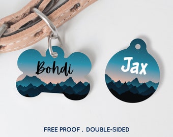 Mountain Adventure Night Hiking Pet Tag Dog Tag Cat Tag Custom ID Tag Pet Tag Dog ID Tag Puppy Tag Personalized Pet Tag #200