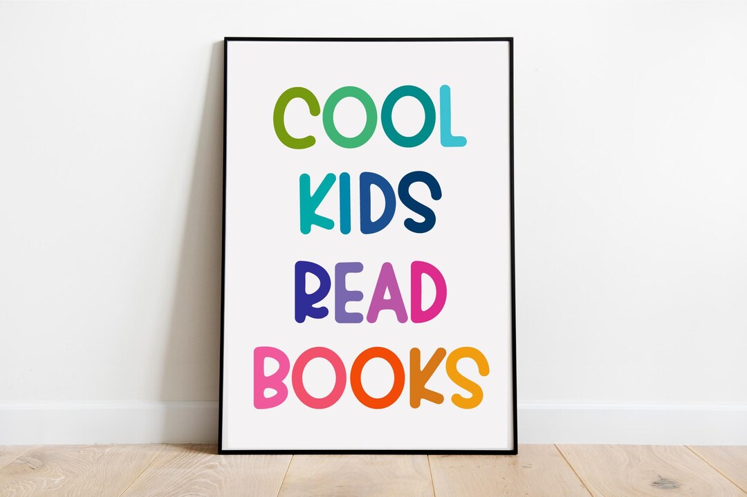Cool Kids Read Books Poster - Playroom Preschool Sign Kindergarten ...