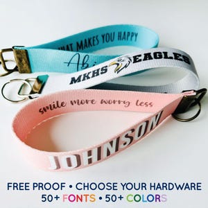 Llavero de pulsera personalizado - Llavero de pulsera personalizado - Cordón de muñeca con nombre o cita - Organización con monograma Equipo escolar Recaudación de fondos