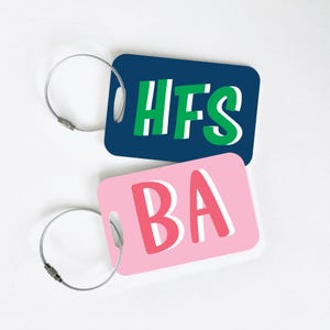 Shadow Monogram Initial Luggage Tag - Monogrammed Preppy Travel School Backpack Bag Tag - Personalized ID Tag