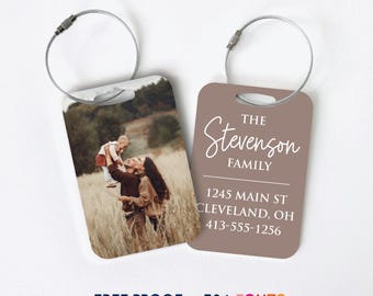 Photo Luggage Tag - Custom Travel School Backpack Bag Tag - Personalized Photo ID Tag #307