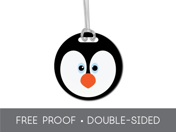 penguin luggage tag