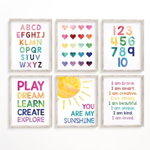 Kids Wall Art Children's Wall Art Alphabet Numbers You Are My Sunshine Numbers Playroom Nursery Classroom Prints Digital Download #1001