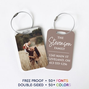 Photo Luggage Tag - Custom Travel School Backpack Bag Tag - Personalized Photo ID Tag #307