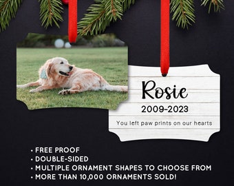 Photo Ornament Personalized Christmas Ornament Holiday Memorial Wedding Baby Family Engagement Pet Home Gift White Wood #409