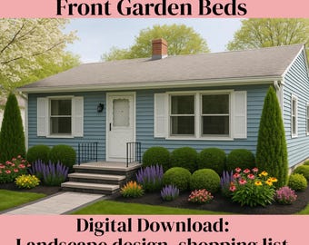 Ready to Use DIY Landscape Design, Front Landscape, Zone 5-9, Curb Appeal Landscaping, Evergreen Landscape, Front Garden Bed Design