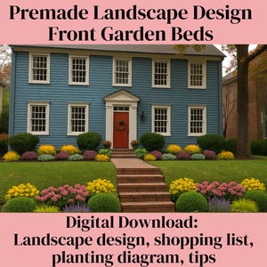DIY Landscape Design, Front Landscape, Zone 5-9, Curb Appeal Landscaping, Evergreen Landscape, Front Garden Bed Design, Foundation Beds