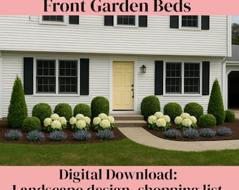 Premade Landscape Design, Front Landscape, Zone 5-9, Curb Appeal Landscaping, Evergreen Landscape, Front Garden Bed Design, Foundation Beds