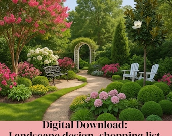 Ready to Use Southern Backyard Landscape Guide, Backyard Landscape, DIY Garden Plan, Southern Charm Garden, Landscape Design