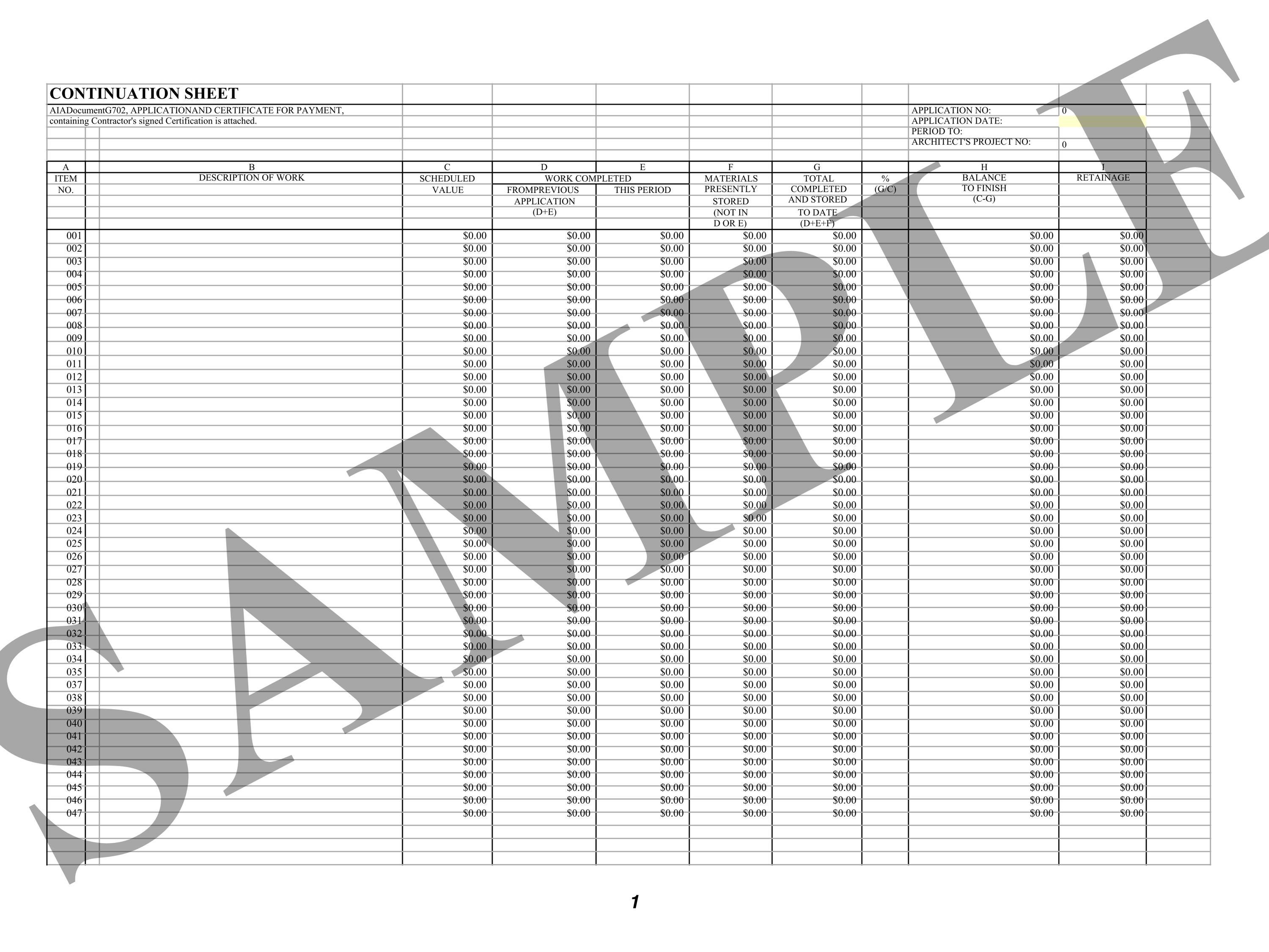 AIA Pay Application Template | AIA G702 G703 Excel Template ...