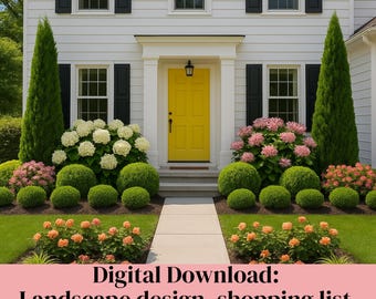 Ready to Use DIY Landscape Design, Front Landscape, Zone 5-9, Curb Appeal Landscaping, Evergreen Landscape, Front Garden Bed Design