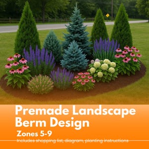 Premade Landscape Berm Design, Landscape Berm Zone 5-9, Curb Appeal Landscaping, Privacy Berm, Berm Landscaping Design Instant Download