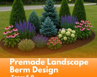 Premade Landscape Berm Design, Landscape Berm Zone 5-9, Curb Appeal Landscaping, Privacy Berm, Berm Landscaping Design Instant Download