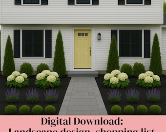 Ready to Use Premade Landscape Design, Front Landscape, Zone 5-9, Curb Appeal Landscaping, Evergreen Landscape, Front Garden Bed Design