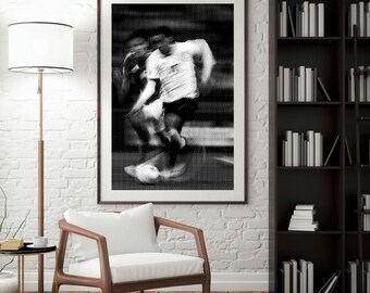 Arte mural de Jamal Musiala, póster imprimible de futbolista estrella, arte alemán, impresiones digitales, regalo de arte mural de fútbol, fútbol corriendo, estética