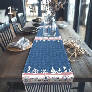 Coastal Table Runner–Summer Decor for Beach House or Nautical Dining- Soft Touch Fabric- Elegant-Mediterranean-Housewarming Gift-Sea Breeze