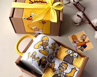 The Simpsons Gift Set: Homer Mug & Socks - Fun Cartoon Fan Gift
