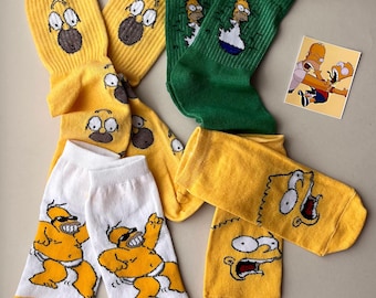 Men's Simpsons Socks Set: Bart & Homer - 4 Pair Gift