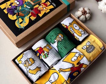 Set de regalo de calcetines de Los Simpson: 7 pares de calcetines de dibujos animados