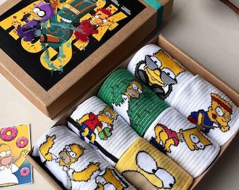 Simpsons Socks Gift Box: Cartoon Cotton Socks (8 Pair)