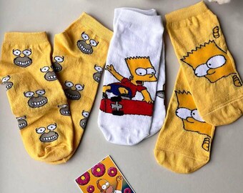 The Simpsons Socks Set: Bart & Homer Funny Men's Socks - Size 7-11 (US)