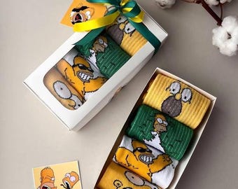 Simpsons Socks Gift Set: Cartoon Crew & Ankle Socks