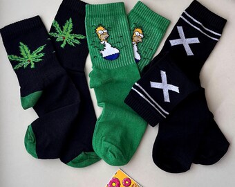 Simpsons Funny Socks Set: Cotton Crew Socks with Attitude