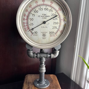 Antique Large Pressure Gauge with Display Stand