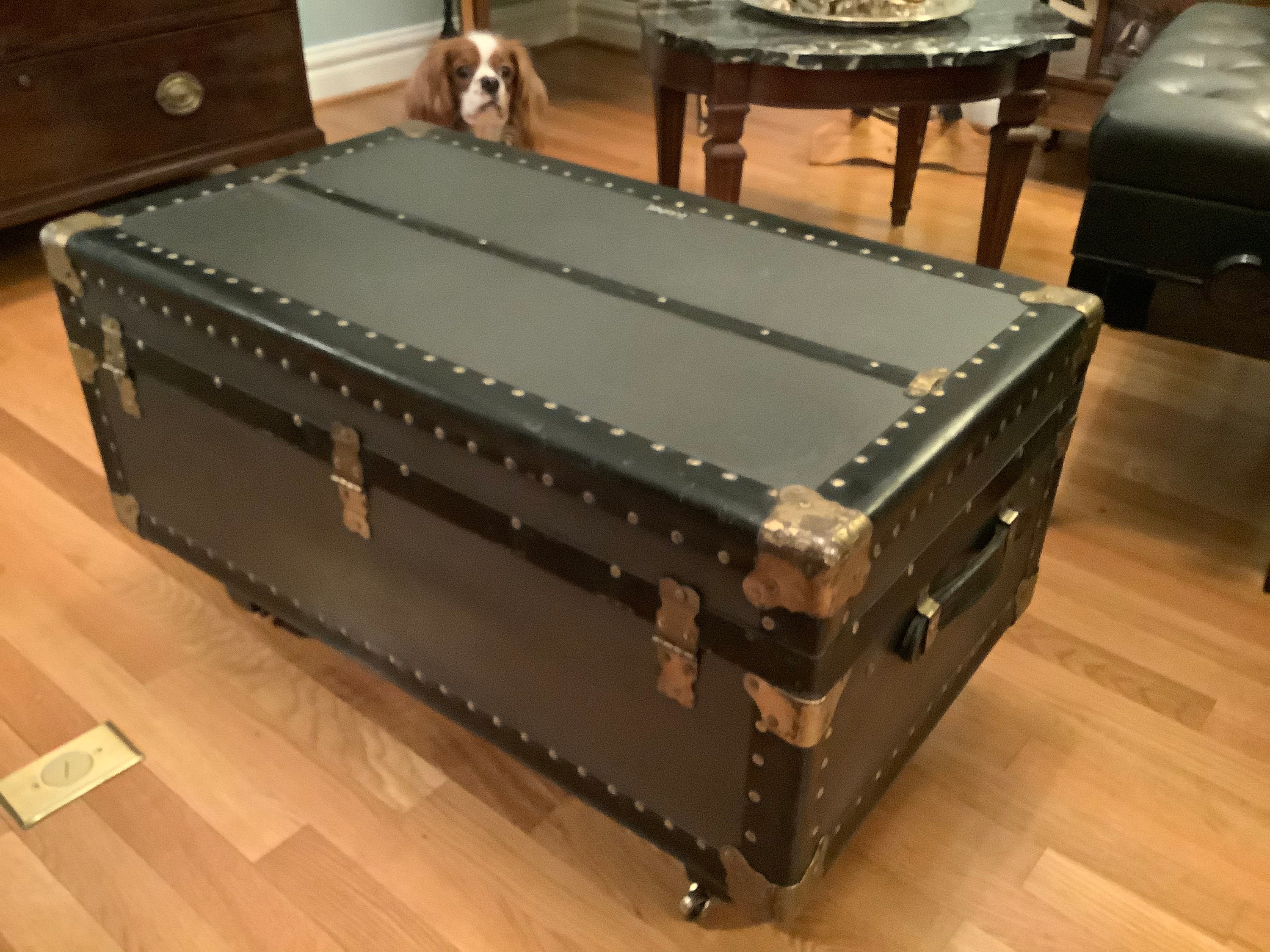 Immaculate Antique Aux Etats Unis Travel Trunk Coffee Table -  Hong Kong
