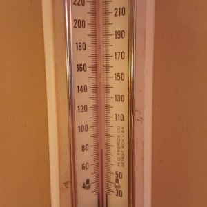 Vintage Industrial Thermometer and Display Stand
