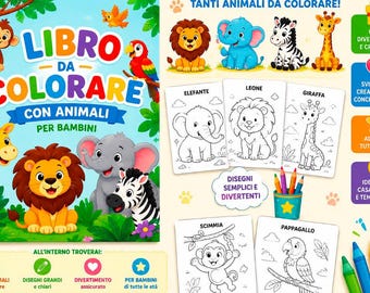Animal Coloring Book PDF - Instant Download, Easy-to-Print Drawings