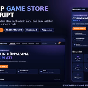 Website-Skript für Spiele-Shops | PHP MySQL | Responsives Dark Theme | Admin-Panel + Einfache Installation | Vollständiger Quellcode