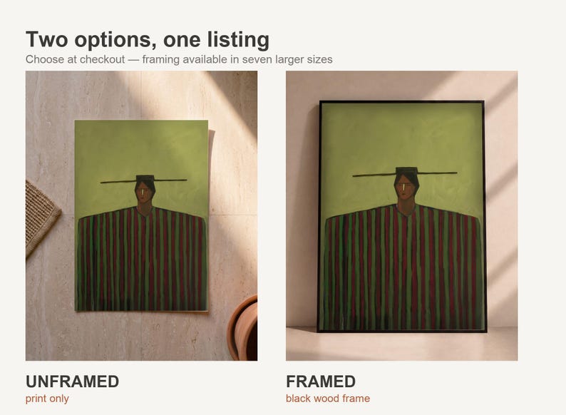 Abstract Folk Figure Print, Figurative Art Print, Bold Wall Art, Eclectic Wall Decor, Olive Green Wall Art image 6