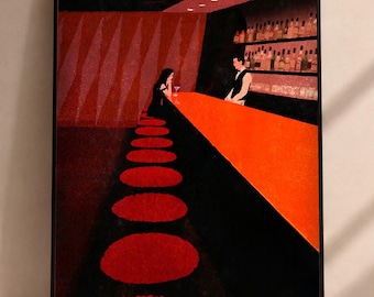 Mid Century Bar Art Print: Retro Cocktail Lounge Decor, Midcentury Poster, Stylish Home Decor, Vintage Nightlife, Minimalist Artwork