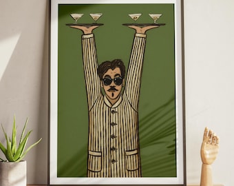 Póster mediano imprimible, arte para la pared de la cocina, decoración moderna para el hogar, obra de arte expresiva, lámina artística para camareros (descarga digital)