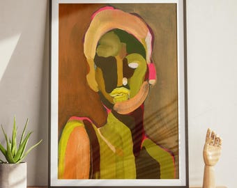 Abstract Modern Woman Portrait Print Digital Download Minimalist ...